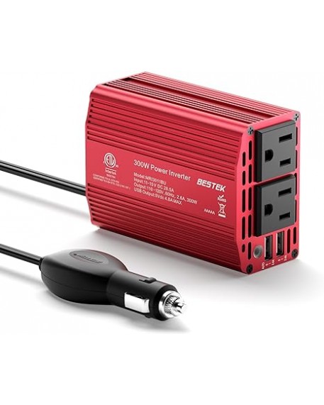 BESTEK 300W Car Power Inverter 12V DC to 110V with 4.8A Dual USB Ports and