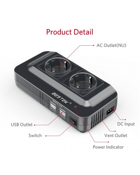 200-W-Auto-Wechselrichter-Adapter mit USB und Zigarettenanzünder