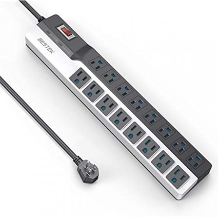 BESTEK USB Power Strip 8-Outlet Surge Protector 1500 Joules with 40W/8A 6 USB 