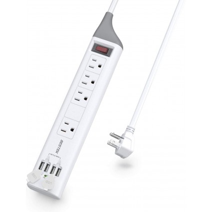 8-Outlet with Dual USB Ports BESTEK Surge Protector Power Strip 900 Joules Individual Switches 6-Foot Heavy Duty Extention Power Cord 