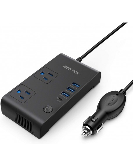 BESTEK 200W Power Inverter with Total 7.8A 4 USB