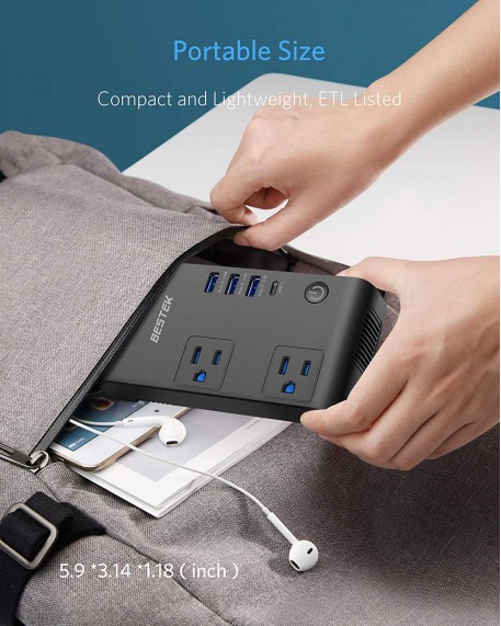 BESTEK 200W Power Inverter with Total 7.8A 4 USB