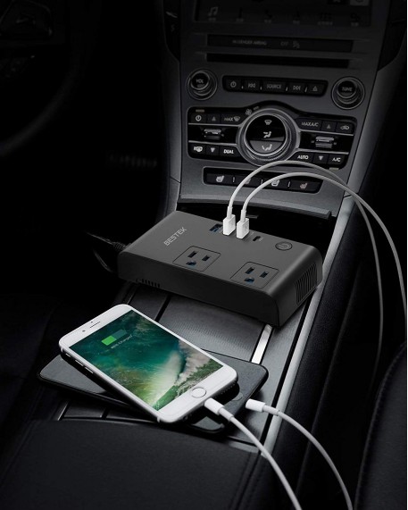 BESTEK 200W Power Inverter with Total 7.8A 4 USB