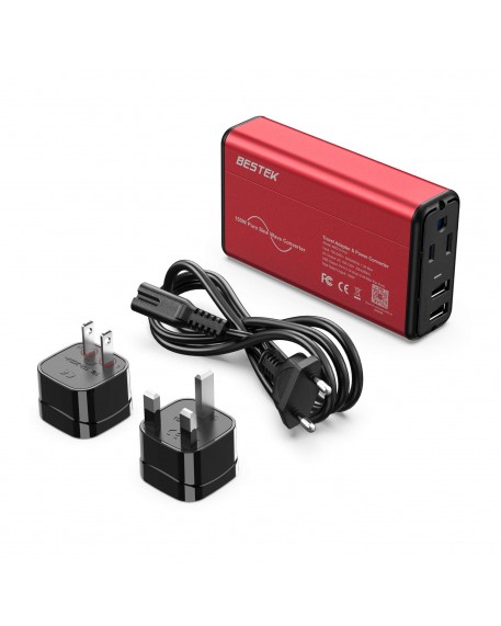 BESTEK Universal Travel Adapter Pure Sine Wave Red