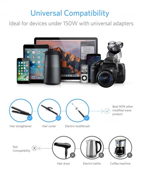 BESTEK Universal Travel Adapter Pure Sine Wave Red