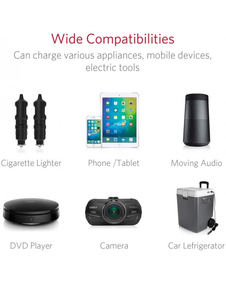  BESTEK 3-Socket 200W Cigarette Lighter 