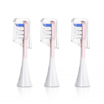 BESTEK Sonic Electric Toothbrushes Specialized Replacement Heads, 3 Pcs, Pink