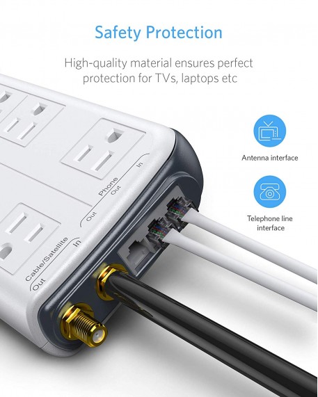 BESTEK 4000 Joule 10-Outlet Dual USB Surge Protector