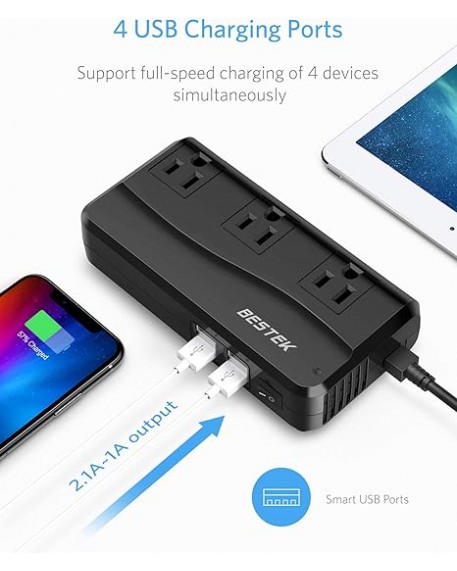 BESTEK 200W DC 12V to 110V AC Power Inverter