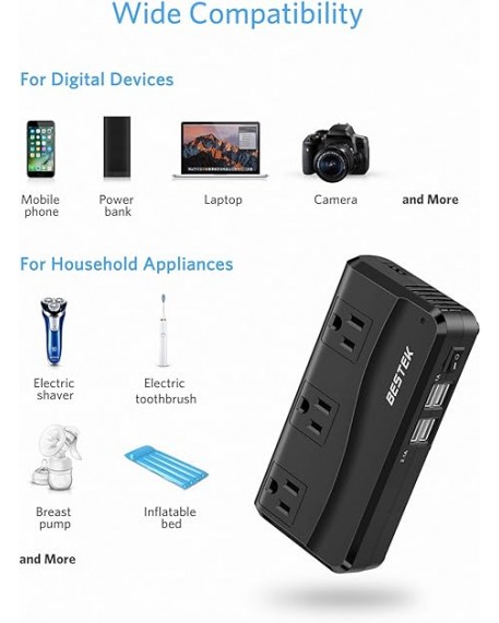 BESTEK 200W DC 12V to 110V AC Power Inverter