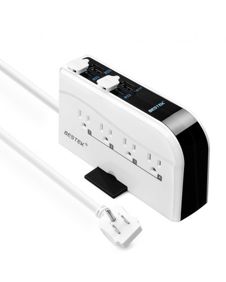 BESTEK 8-Outlet Surge Protector Power Strip with 4 USB Charging Ports 