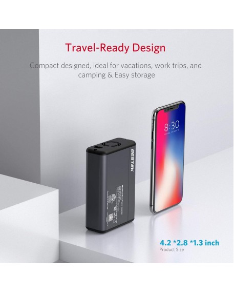 BESTEK 150W Power Inverter DC 12V to 110V AC Converter 4.2A Dual USB Car Plug Adapter Outlet Converter (Gray)