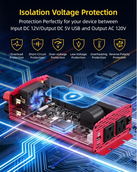Bestek 500W Pure Sine Wave Power Inverter with PD30W & QC18W, Inverter DC 12V to AC 110V for Solar, RV, Truck, Outdoor Power Inverter with Dual AC to Camping, Road Trips
