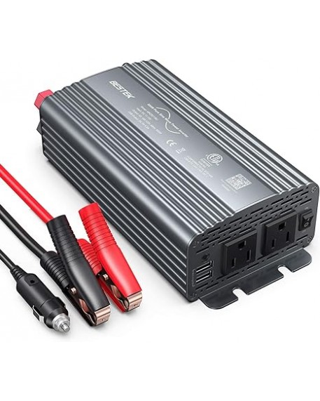 BESTEK 500W Pure Sine Wave Power Inverter DC 12V to AC 110V Grey
