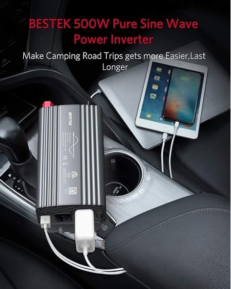 BESTEK 500W Pure Sine Wave Power Inverter DC 12V to AC 110V Grey