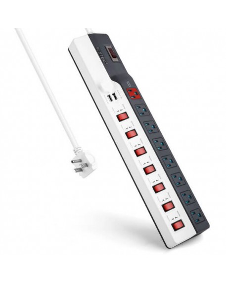 Energy Saving Power Strip with USB by BESTEK Individual Switches Master Control 