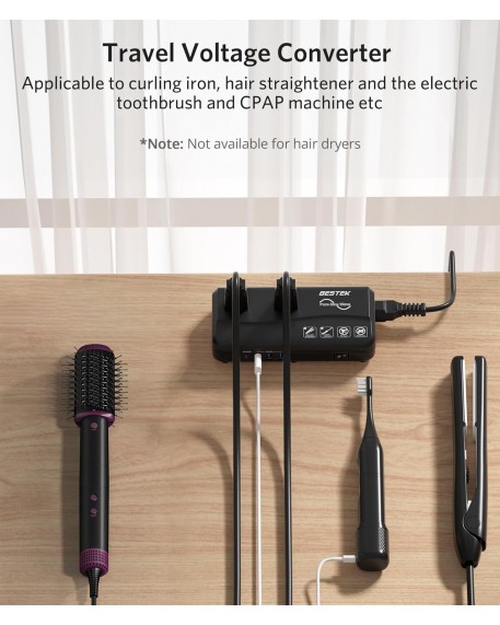 BESTEK 200W Pure Sine Wave Travel Adapter Voltage Converter 