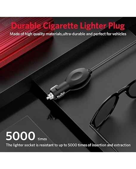 BESTEK 300W Car Power Inverter 12V DC to 110V with 4.8A Dual USB Ports and 2 AC Outlets