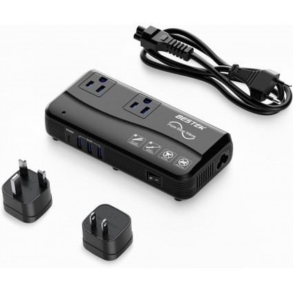 BESTEK 200W Pure Sine Wave Travel Adapter Voltage Converter 