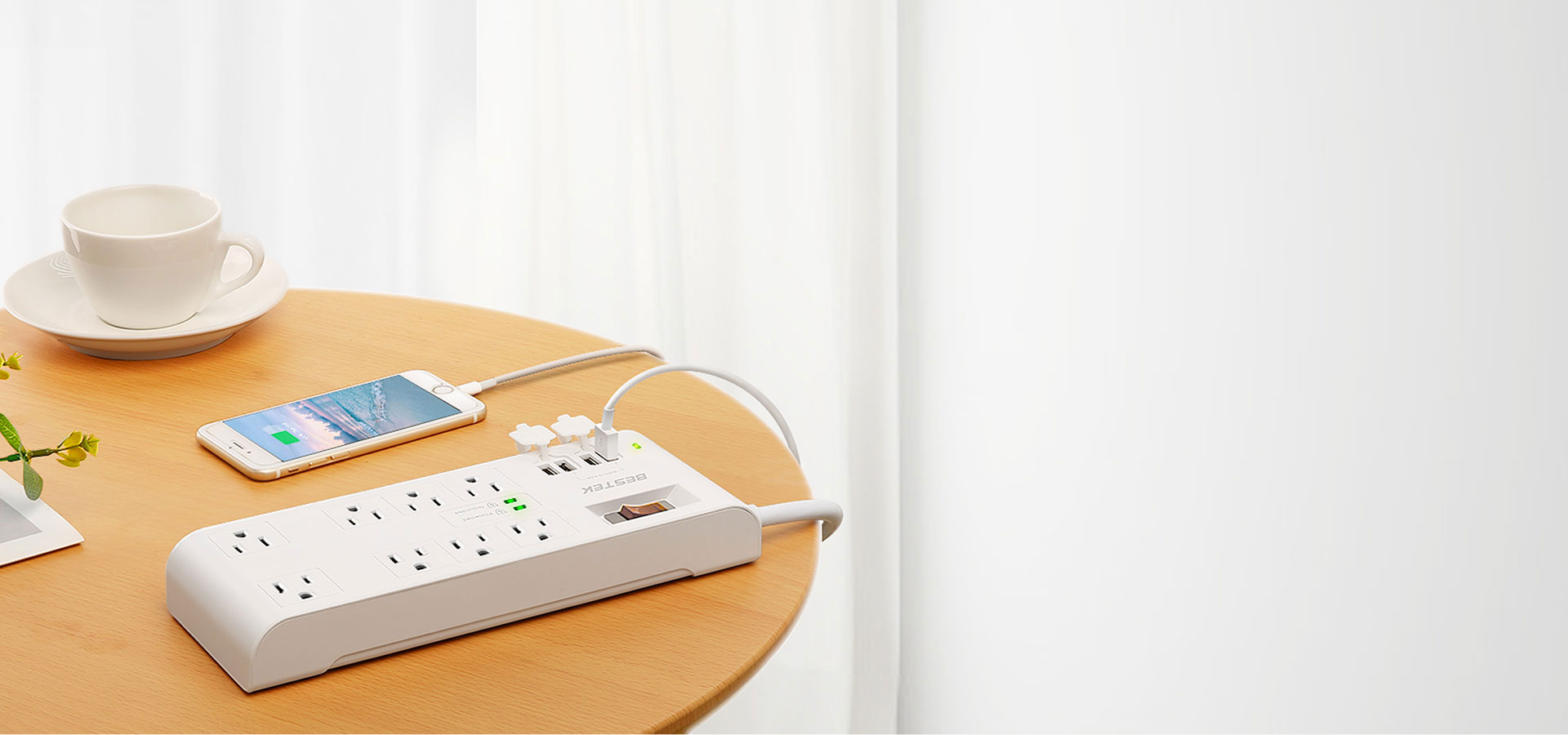 BESTEK Power Strip 2000 Joules with 15A 125V AC 8Outlet