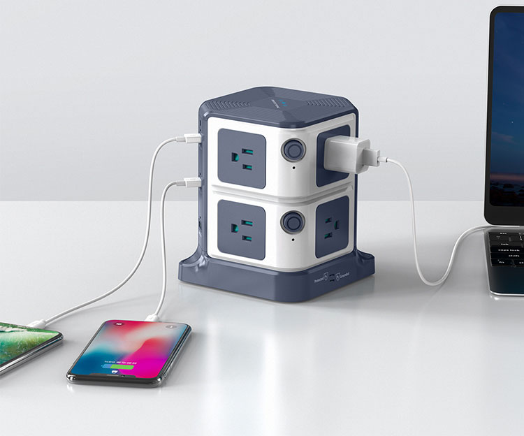 8Outlet Desktop Power Strip Wireless Charger BESTEK