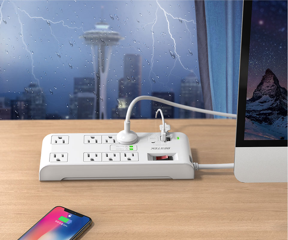 BESTEK Power Strip 2000 Joules with 15A 125V AC 8Outlet