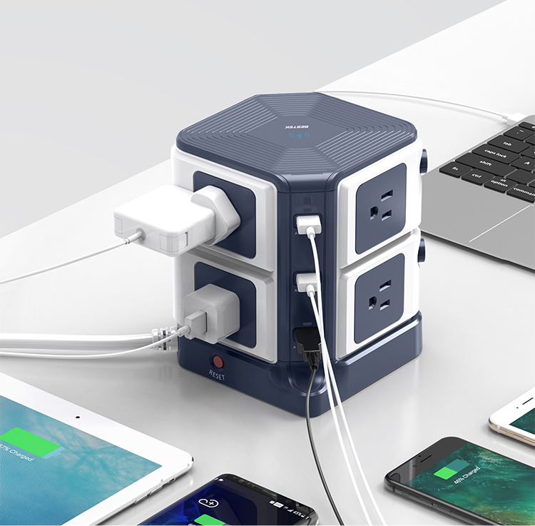 8Outlet Desktop Power Strip Wireless Charger BESTEK