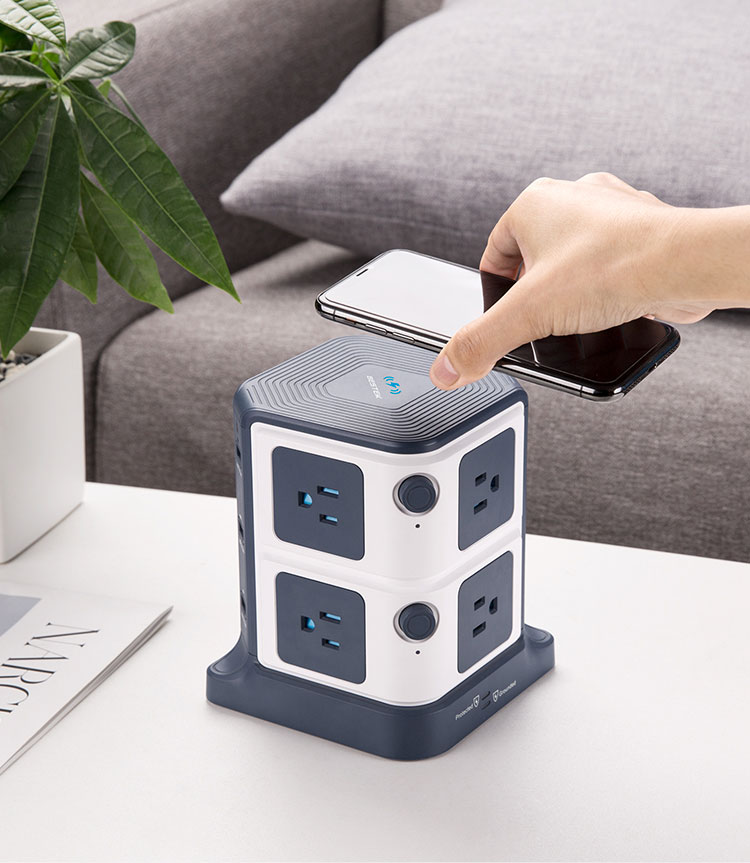 8Outlet Desktop Power Strip Wireless Charger BESTEK